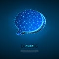 Dialogue, Chat cloud. Wireframe digital 3d illustration. Low poly technology people communication. Abstract neon Vector Royalty Free Stock Photo