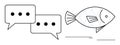 Dialogue and Communication Concept with Speech Bubbles Near Stylized Minimalist Fish Royalty Free Stock Photo