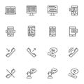 Dialogue conversation line icons set