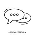 Dialogue icon. Ellipse shape speech bobble talk thin line vector illustration Royalty Free Stock Photo