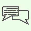 Dialogue line icon. Square conversation bubbles outline style pictogram on white background. Office and organization