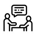 Dialogue of two people icon vector outline illustration