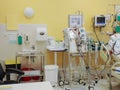 Dialysis machine, to which patient is connected in intensive care unit in hospital. The patient fell ill with a new type of Royalty Free Stock Photo