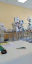 Dialysis machine, to which patient is connected in intensive care unit in hospital. The patient fell ill with a new type of Royalty Free Stock Photo