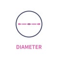 Diameter circle geometric diagram icon