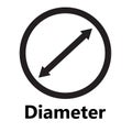 Diameter icon on white background. circle diameter sign. flat style