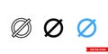 Diameter symbol icon of 3 types color, black and white, outline. Isolated vector sign symbol