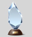 Diamiond crystal award. Shiny acrylic trophy in realistic style