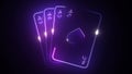 Diamond ACE neon icon. Casino sign. Gamble symbol. Playing cards electric glowing.