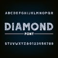 Diamond alphabet font. Brilliant letters and numbers. Royalty Free Stock Photo
