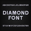 Diamond alphabet font. Brilliant letters and numbers.