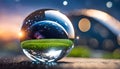 diamond ball with a world inside, futuristic world, origin of the universe, Royalty Free Stock Photo