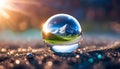 diamond ball with a world inside, futuristic world, origin of the universe, Royalty Free Stock Photo