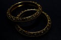 Diamond bangles ring jewellery vintage artifact on black background. Royalty Free Stock Photo