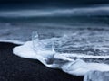 Diamond beach, Iceland. Ice on black sand on the beach. Ocean bay and icebergs. Summer season. Natural Icelandic landscape. Royalty Free Stock Photo