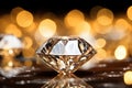 Round Cut Diamond. Diamond.beautiful Diamond Isolated. Background With a Copy Space. Brilliant. Royalty Free Stock Photo