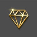 Diamond brilliant shape made of gold. Vector luxury design element.