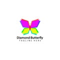 diamond butterfly logo template design vector