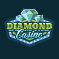 Diamond casino green and blue retro marquee sign flat illustration