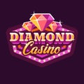 Diamond casino pink and gold retro marquee sign flat illustration