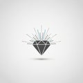 The diamond is centered, depicted in black with geometric facets Royalty Free Stock Photo