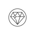 Diamond in Circle vector concept icon in thin line style Royalty Free Stock Photo