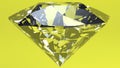 Diamond close up on yellow color Royalty Free Stock Photo