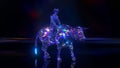 Diamond collection. Cowboy riding a bull. Nature and animals concept. 3d illustration