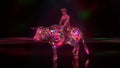 Diamond collection. Cowboy riding a bull. Nature and animals concept. 3d illustration