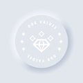 Diamond. Core Values icon. Our values button. Conveying Integrity. Values person and collaborating. Thinking ideas. Purpose.