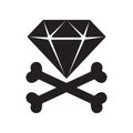 Diamond crossbones pirate vector icon jewelry logo illustration Halloween Royalty Free Stock Photo