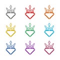 Diamond and crown logo design icon isolated on white background. Set icons colorful Royalty Free Stock Photo