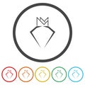 Diamond with crown logo design. Set icons in color circle buttons Royalty Free Stock Photo