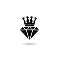 Diamond with crown logo design with shadow Royalty Free Stock Photo