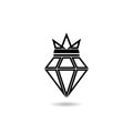 Diamond with crown logo with shadow Royalty Free Stock Photo