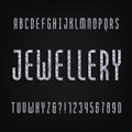 Diamond crystal alphabet font. Luxury jewellery letters and numbers.