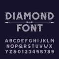 Diamond crystal alphabet font. Ornate jewellery letters and numbers.