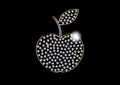 Diamond Crystals Paved Outline of Apple Vector Glamor Rhinestones Fashion Icon