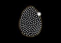 Diamond Crystals Paved Outline of Easter Egg Vector Glamor Rhinestones Paschal Icon