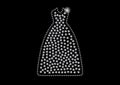 Diamond Crystals Paved Outline of Party Long Dress Vector Glamor Rhinestones Fashion Evening Gown Icon