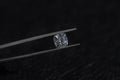 Diamond Cushion Cut in Tweezers Royalty Free Stock Photo