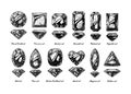 Diamond cuts and shapes Royalty Free Stock Photo