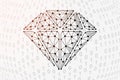 Diamond 3d low poly symbol with binary code background. Brilliant design vector illustration. Jewelry polygonal symbol