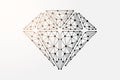 Diamond 3d low poly symbol with connected dots. Brilliant, gem, luxury design vector illustration. Jewelry polygonal Royalty Free Stock Photo