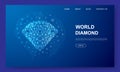 Diamond 3d low poly website template. Brilliant design illustration concept. Polygonal Jewelry symbol for landing page