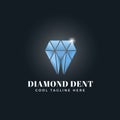 Diamond Dent Abstract Concept. Vector Emblem, Sign or Logo Template. Tooth Shaped Shiny Brilliant Symbol.