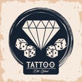 Diamond and dices tattoo studio image artistic