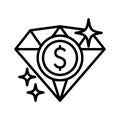 Diamond with dollar currency icon. National Pawnbrokers Day. Pictogram isolated on a white background Royalty Free Stock Photo