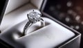 Diamond engagement ring in a box, highlighting its elegance and craftsmanship Royalty Free Stock Photo