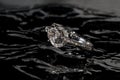 Diamond engagement ring floating in the water Royalty Free Stock Photo